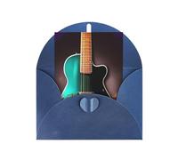 WLKSNBVD Biglietto di auguri con buste, musica verde chitarra pensando a te, biglietti vuoti per compleanno, baby shower, congratulazioni, matrimoni, ringraziamenti, tutte le occasioni