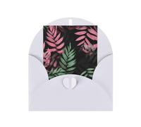 WLKSNBVD Biglietto di auguri con buste, nero, rosa, verde, foglie, biglietto per pensare a te, 10 x 15 cm, biglietti vuoti per compleanno, baby shower, congratulazioni, matrimoni, ringraziamenti