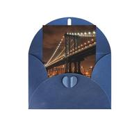 WLKSNBVD Biglietto di auguri con buste, New York, Manhattan, Bridge Night Thinking of You, 10 x 15 cm, biglietti vuoti per compleanno, baby shower, congratulazioni, matrimoni, ringraziamenti, tutte le