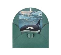 WLKSNBVD Biglietto di auguri con buste, orca killer whale Thinking of You, biglietti vuoti per compleanno, baby shower, congratulazioni, matrimoni, ringraziamenti, tutte le occasioni
