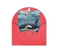 WLKSNBVD Biglietto di auguri con buste, orca killer whale Thinking of You, biglietti vuoti per compleanno, baby shower, congratulazioni, matrimoni, ringraziamenti, tutte le occasioni