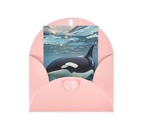 WLKSNBVD Biglietto di auguri con buste, orca killer whale Thinking of You, biglietti vuoti per compleanno, baby shower, congratulazioni, matrimoni, ringraziamenti, tutte le occasioni
