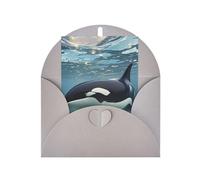 WLKSNBVD Biglietto di auguri con buste, orca killer whale Thinking of You, biglietti vuoti per compleanno, baby shower, congratulazioni, matrimoni, ringraziamenti, tutte le occasioni