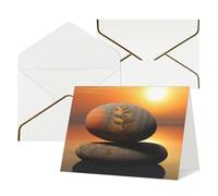 WLKSNBVD Biglietto di auguri con buste, paesaggio dell'alba, pietra zen che pensa a te, biglietti vuoti per compleanno, baby shower, congratulazioni, matrimoni, ringraziamenti, tutte le occasioni