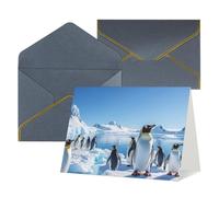 WLKSNBVD Biglietto di auguri con buste, pinguino antartide Ice Thinking of You, 10 x 15 cm, biglietti vuoti per compleanno, baby shower, congratulazioni, matrimoni, ringraziamenti, tutte le occasioni