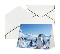 WLKSNBVD Biglietto di auguri con buste, pinguino antartide Ice Thinking of You, 10 x 15 cm, biglietti vuoti per compleanno, baby shower, congratulazioni, matrimoni, ringraziamenti, tutte le occasioni