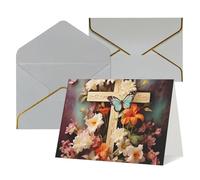 WLKSNBVD Biglietto di auguri con buste, rami di fiori sulla croce, biglietto di ringraziamento 10,2 x 15,2 cm, per compleanno, baby shower, congratulazioni, matrimoni, ringraziamenti, tutte le
