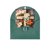 WLKSNBVD Biglietto di auguri con buste, rami di fiori sulla croce, biglietto di ringraziamento 10,2 x 15,2 cm, per compleanno, baby shower, congratulazioni, matrimoni, ringraziamenti, tutte le
