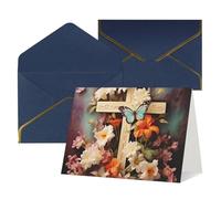 WLKSNBVD Biglietto di auguri con buste, rami di fiori sulla croce, biglietto di ringraziamento 10,2 x 15,2 cm, per compleanno, baby shower, congratulazioni, matrimoni, ringraziamenti, tutte le