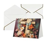 WLKSNBVD Biglietto di auguri con buste, rami di fiori sulla croce, biglietto di ringraziamento 10,2 x 15,2 cm, per compleanno, baby shower, congratulazioni, matrimoni, ringraziamenti, tutte le