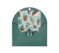 WLKSNBVD Biglietto di auguri con buste, riccio, fiore in vaso, biglietto per pensare a te, 10 x 15 cm, biglietti vuoti per compleanno, baby shower, congratulazioni, matrimoni, ringraziamenti, tutte le