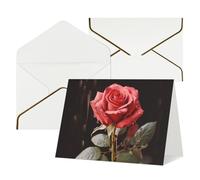 WLKSNBVD Biglietto di auguri con buste, rose rosse e amore Thinking of You, biglietti vuoti per compleanno, baby shower, congratulazioni, matrimoni, ringraziamenti, tutte le occasioni