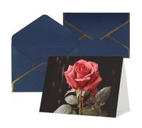 WLKSNBVD Biglietto di auguri con buste, rose rosse e amore Thinking of You, biglietti vuoti per compleanno, baby shower, congratulazioni, matrimoni, ringraziamenti, tutte le occasioni