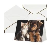 WLKSNBVD Biglietto di auguri con buste, simpatici gatti e cani che giocano a pensare a te, biglietti vuoti per compleanno, baby shower, congratulazioni, matrimoni, ringraziamenti, tutte le occasioni