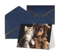 WLKSNBVD Biglietto di auguri con buste, simpatici gatti e cani che giocano a pensare a te, biglietti vuoti per compleanno, baby shower, congratulazioni, matrimoni, ringraziamenti, tutte le occasioni