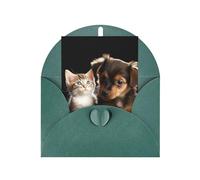 WLKSNBVD Biglietto di auguri con buste, simpatici gatti e cani che giocano a pensare a te, biglietti vuoti per compleanno, baby shower, congratulazioni, matrimoni, ringraziamenti, tutte le occasioni