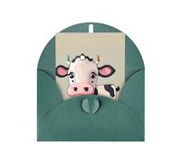 WLKSNBVD Biglietto di auguri con buste, simpatico biglietto bianco con mucca che pensa a te, 10 x 15 cm, biglietti vuoti per compleanno, baby shower, congratulazioni, matrimoni, ringraziamenti, tutte