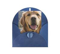 WLKSNBVD Biglietto di auguri con buste, simpatico Golden Retriever che pensa a te, biglietti vuoti per compleanno, baby shower, congratulazioni, matrimoni, ringraziamenti, tutte le occasioni