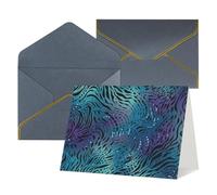 WLKSNBVD Biglietto di auguri con buste, stampa zebrata blu, biglietto di ringraziamento per il pensiero di te, 10 x 15 cm, biglietti vuoti per compleanno, baby shower, congratulazioni, matrimoni