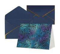 WLKSNBVD Biglietto di auguri con buste, stampa zebrata blu, biglietto di ringraziamento per il pensiero di te, 10 x 15 cm, biglietti vuoti per compleanno, baby shower, congratulazioni, matrimoni
