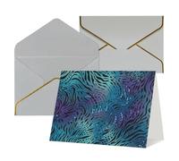 WLKSNBVD Biglietto di auguri con buste, stampa zebrata blu, biglietto di ringraziamento per il pensiero di te, 10 x 15 cm, biglietti vuoti per compleanno, baby shower, congratulazioni, matrimoni