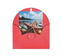 WLKSNBVD Biglietto di auguri con buste Stella marina colorata sulla spiaggia Thinking of You Card 4x6 biglietti vuoti per compleanno baby shower congratulazioni matrimonio biglietti di ringraziamento
