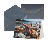 WLKSNBVD Biglietto di auguri con buste Stella marina colorata sulla spiaggia Thinking of You Card 4x6 biglietti vuoti per compleanno baby shower congratulazioni matrimonio biglietti di ringraziamento