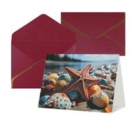 WLKSNBVD Biglietto di auguri con buste Stella marina colorata sulla spiaggia Thinking of You Card 4x6 biglietti vuoti per compleanno baby shower congratulazioni matrimonio biglietti di ringraziamento