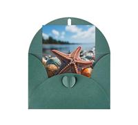 WLKSNBVD Biglietto di auguri con buste Stella marina colorata sulla spiaggia Thinking of You Card 4x6 biglietti vuoti per compleanno baby shower congratulazioni matrimonio biglietti di ringraziamento
