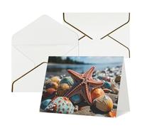 WLKSNBVD Biglietto di auguri con buste Stella marina colorata sulla spiaggia Thinking of You Card 4x6 biglietti vuoti per compleanno baby shower congratulazioni matrimonio biglietti di ringraziamento