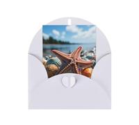 WLKSNBVD Biglietto di auguri con buste Stella marina colorata sulla spiaggia Thinking of You Card 4x6 biglietti vuoti per compleanno baby shower congratulazioni matrimonio biglietti di ringraziamento