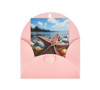 WLKSNBVD Biglietto di auguri con buste Stella marina colorata sulla spiaggia Thinking of You Card 4x6 biglietti vuoti per compleanno baby shower congratulazioni matrimonio biglietti di ringraziamento