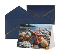 WLKSNBVD Biglietto di auguri con buste Stella marina colorata sulla spiaggia Thinking of You Card 4x6 biglietti vuoti per compleanno baby shower congratulazioni matrimonio biglietti di ringraziamento