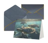 WLKSNBVD Biglietto di auguri con buste, tartaruga marina soleggiata che ti pensa a te, biglietti vuoti per compleanno, baby shower, congratulazioni, matrimoni, ringraziamenti, tutte le occasioni