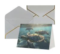 WLKSNBVD Biglietto di auguri con buste, tartaruga marina soleggiata che ti pensa a te, biglietti vuoti per compleanno, baby shower, congratulazioni, matrimoni, ringraziamenti, tutte le occasioni