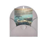 WLKSNBVD Biglietto di auguri con buste, tartaruga marina soleggiata che ti pensa a te, biglietti vuoti per compleanno, baby shower, congratulazioni, matrimoni, ringraziamenti, tutte le occasioni