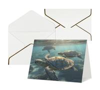 WLKSNBVD Biglietto di auguri con buste, tartaruga marina soleggiata che ti pensa a te, biglietti vuoti per compleanno, baby shower, congratulazioni, matrimoni, ringraziamenti, tutte le occasioni