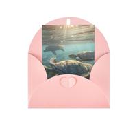 WLKSNBVD Biglietto di auguri con buste, tartaruga marina soleggiata che ti pensa a te, biglietti vuoti per compleanno, baby shower, congratulazioni, matrimoni, ringraziamenti, tutte le occasioni