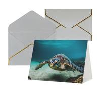 WLKSNBVD Biglietto di auguri con buste, tartaruga marina subacquea che ti pensa a te, biglietti vuoti per compleanno, baby shower, congratulazioni, matrimoni, ringraziamenti, tutte le occasioni
