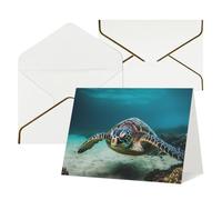WLKSNBVD Biglietto di auguri con buste, tartaruga marina subacquea che ti pensa a te, biglietti vuoti per compleanno, baby shower, congratulazioni, matrimoni, ringraziamenti, tutte le occasioni