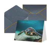 WLKSNBVD Biglietto di auguri con buste, tartaruga marina subacquea che ti pensa a te, biglietti vuoti per compleanno, baby shower, congratulazioni, matrimoni, ringraziamenti, tutte le occasioni