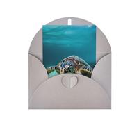 WLKSNBVD Biglietto di auguri con buste, tartaruga marina subacquea che ti pensa a te, biglietti vuoti per compleanno, baby shower, congratulazioni, matrimoni, ringraziamenti, tutte le occasioni