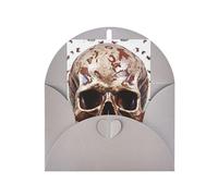 WLKSNBVD Biglietto di auguri con buste teschio su sfondo bianco Thinking of You Card 4x6 biglietti vuoti per compleanno baby shower congratulazioni matrimonio biglietti di ringraziamento per tutte le
