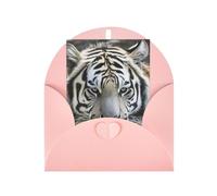 WLKSNBVD Biglietto di auguri con buste, tigre bianca e nera che pensa a te, 10 x 15 cm, biglietti vuoti per compleanno, baby shower, congratulazioni, matrimoni, ringraziamenti, tutte le occasioni