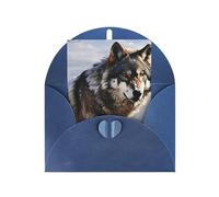 WLKSNBVD Biglietto di auguri con buste Un lupo in piedi in una zona coperta di neve Thinking of You Biglietto di auguri 4 x 6 biglietti vuoti per compleanno baby shower congratulazioni matrimonio