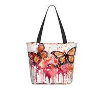 WLKSNBVD Borsa tote per donna borsa e borse tote spalla shopping bag farfalla goccia spray acquerello messenger bag
