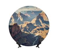 WLKSNBVD Piatto decorativo in porcellana Bone China, 25,4 cm, Grand Canyon Arizona, piatti piani in ceramica con espositore, ornamenti in ceramica, piatto artistico in porcellana per casa, ufficio