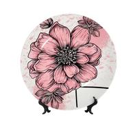 WLKSNBVD Piatto decorativo in porcellana Bone China da 17,8 cm, con dahlia, motivo floreale, con espositore, ornamenti in ceramica, per casa, ufficio, decorazione da parete, piatti da collezione