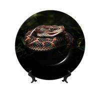 WLKSNBVD Piatto decorativo in porcellana Bone China da 17,8 cm, piatti piani in ceramica a forma di serpente con espositore, ornamenti in ceramica per casa, ufficio, decorazione da parete, piatti da