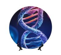 WLKSNBVD Piatto decorativo in porcellana Bone China da 17,8 cm, piatti piani in ceramica con elica genetica DNA, con espositore, ornamenti in ceramica, piatto in porcellana per casa, ufficio